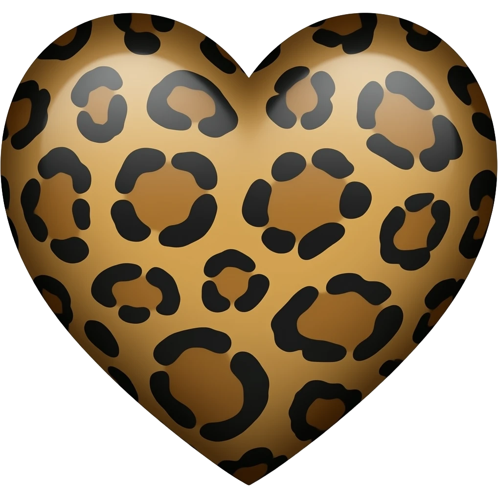cuore leopardato marrone scuro e nero emoji