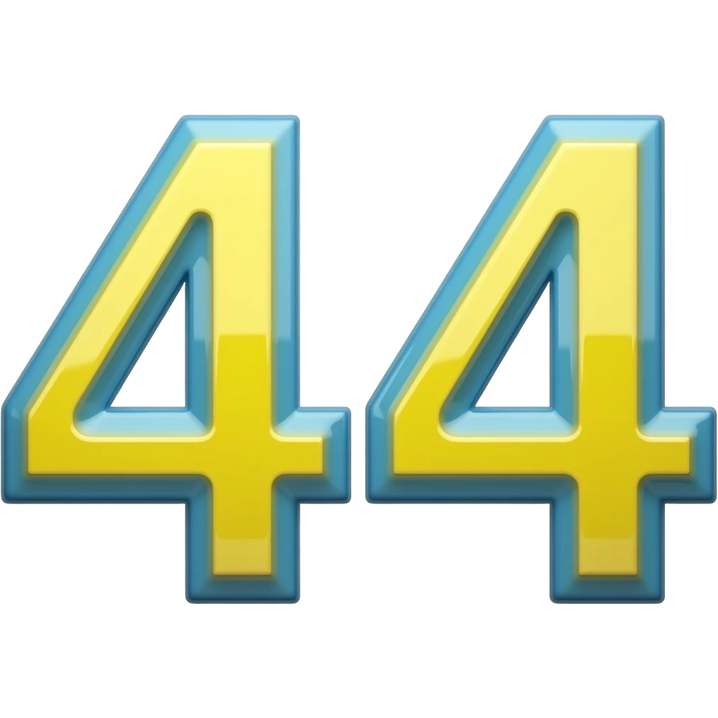 Crie um emocionante com o número 44 nas voramarela e azul emoji