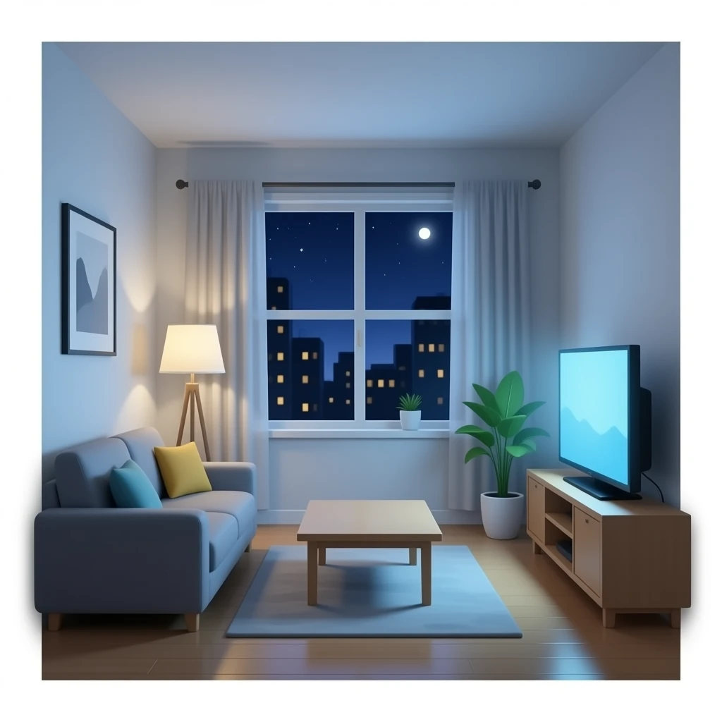 كنبة مع طاولة و تلفاز emoji