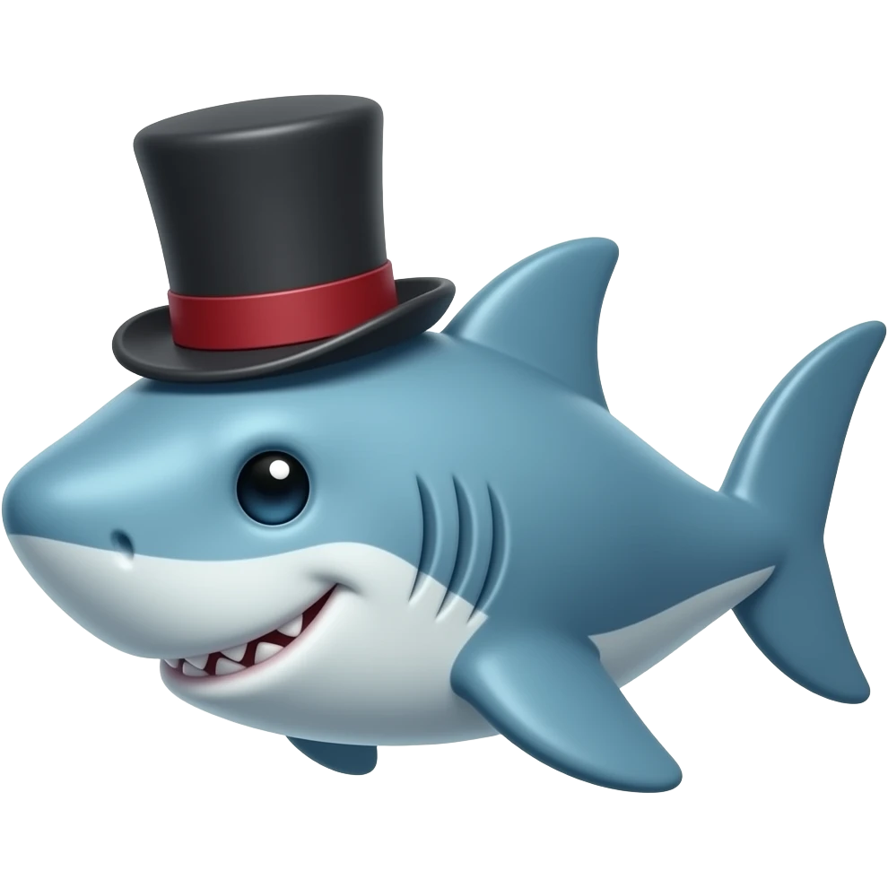 Shark with a top hat emoji