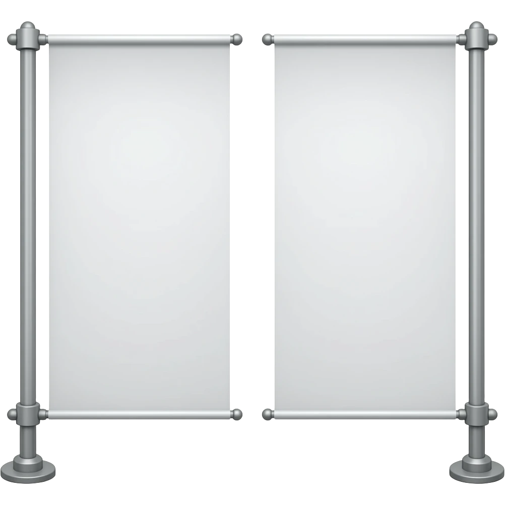 Білий баннер з тонкою білою полосою зверху на двох високих палках emoji