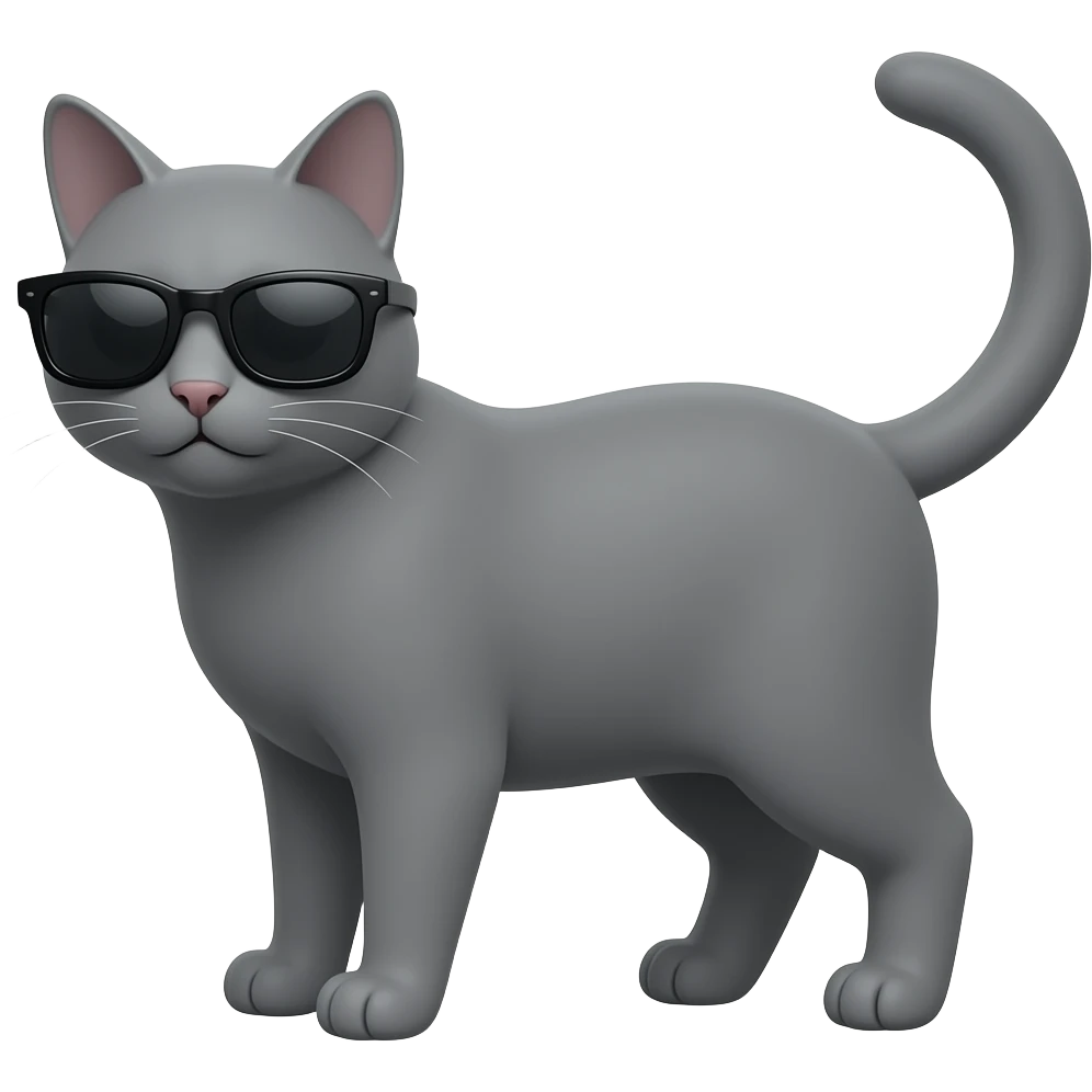 solid grey cat with sunglasses emoji