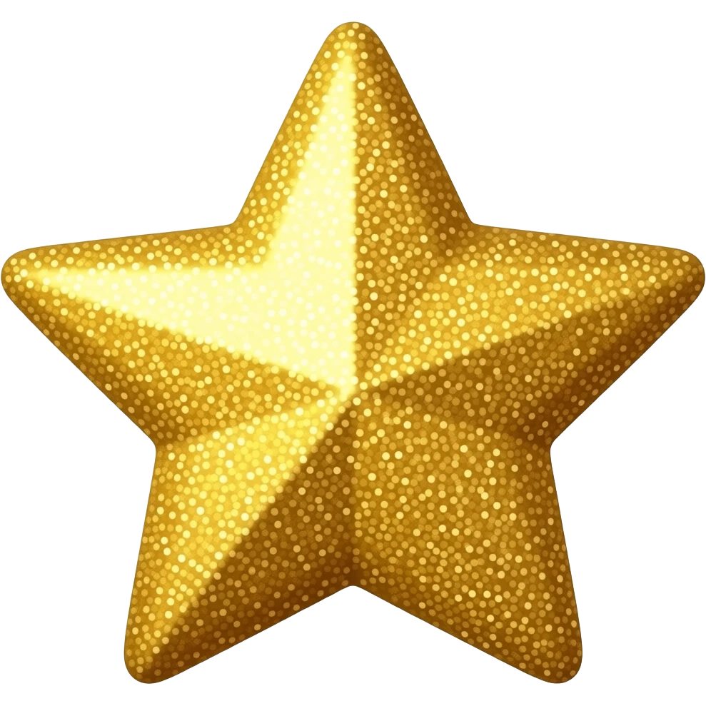 Golden sparkly shiny star, soft angles emoji