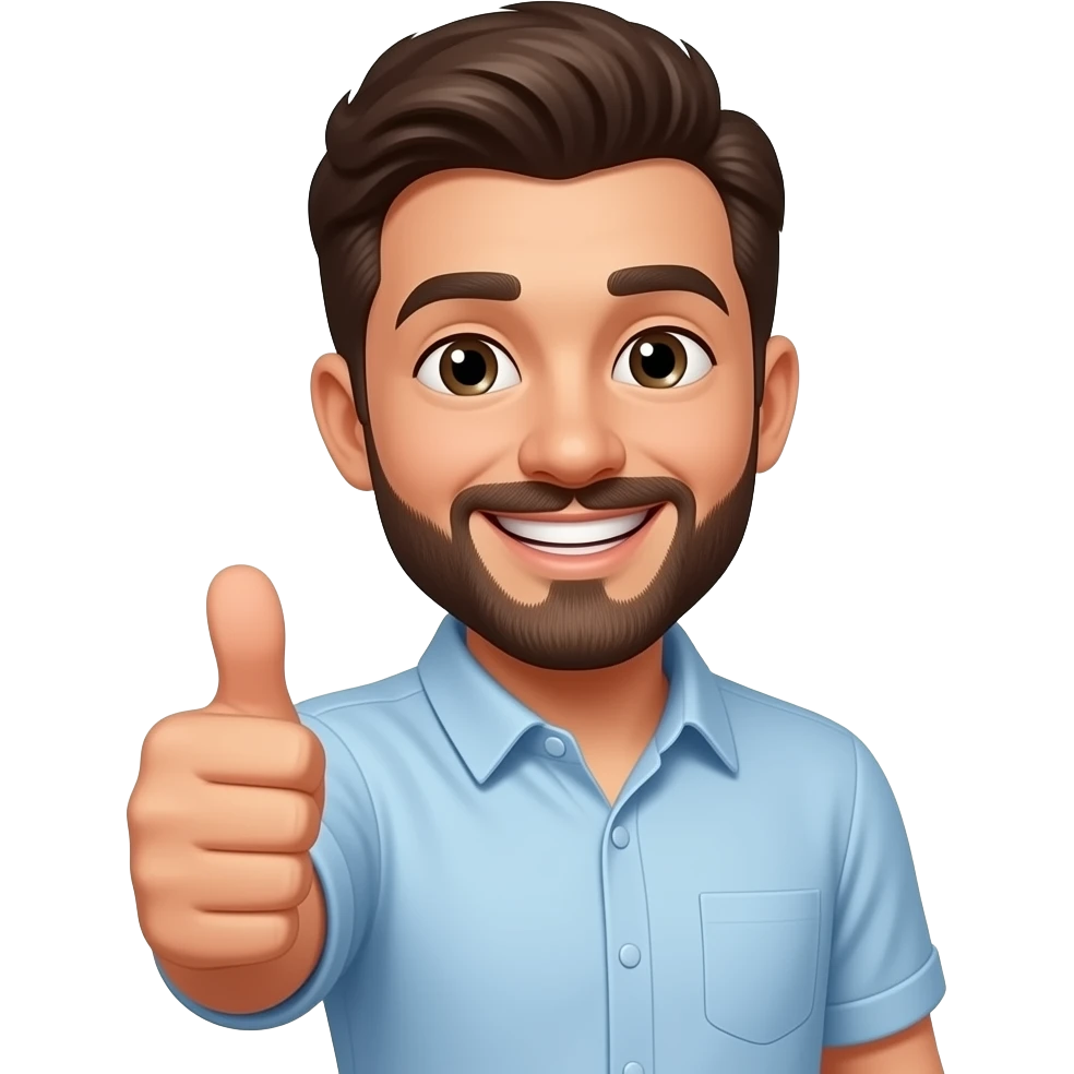 A smile showing thump and saying matching now emoji