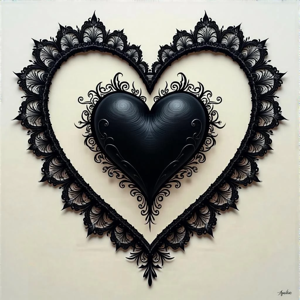 gothic heart with black lace emoji