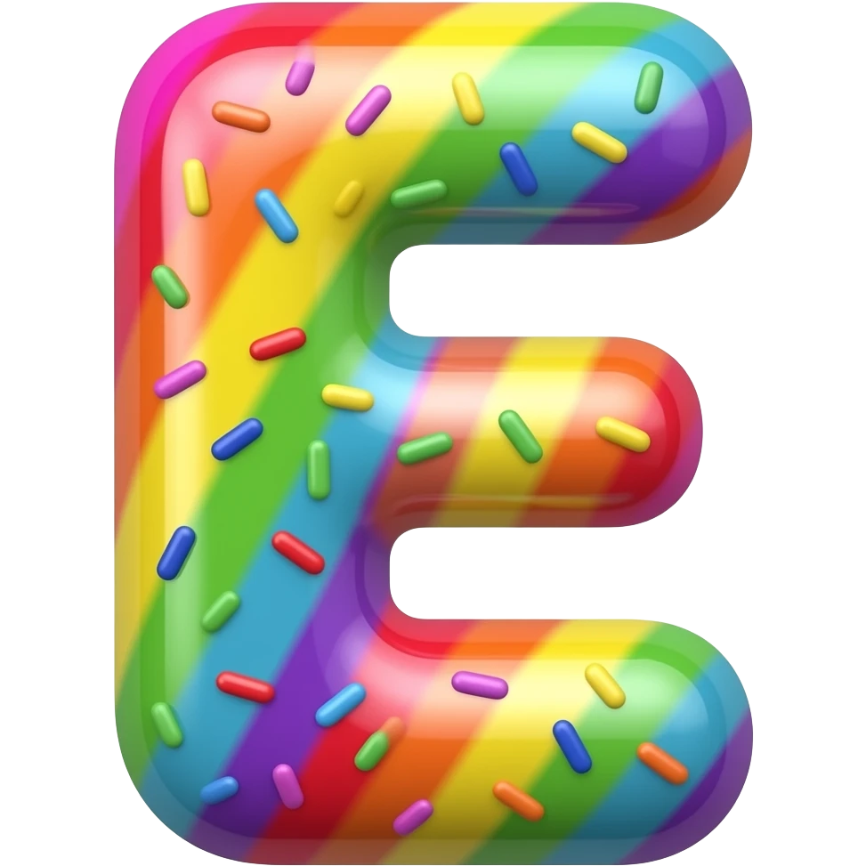 "letter E candy style, colorful, simple background" emoji