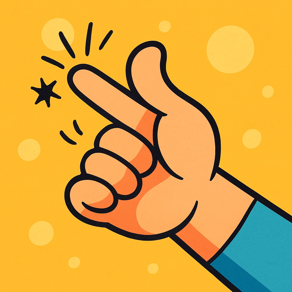hand flicking, playful cartoon style emoji