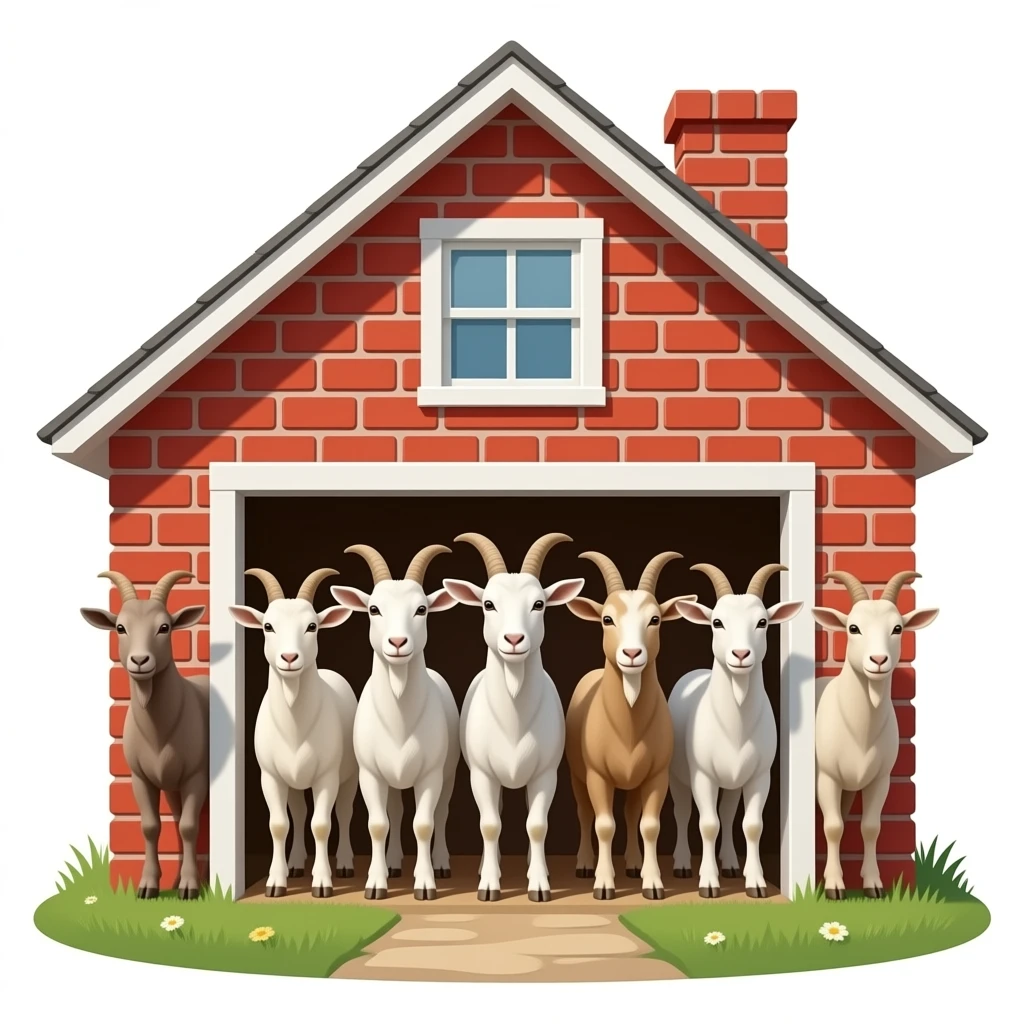 siete cabritas en una casa realista emoji