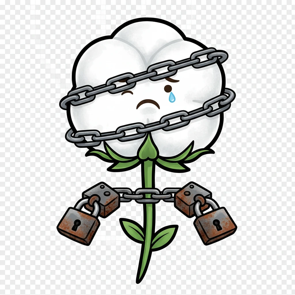 нарисуй в стиле детализированного эмоджи  пушистый хлопковый шарик с цепями или наручниками на стебельке  без фона emoji