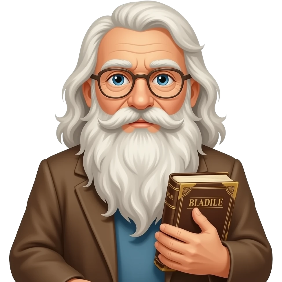 wise old man kind beard with bible emoji