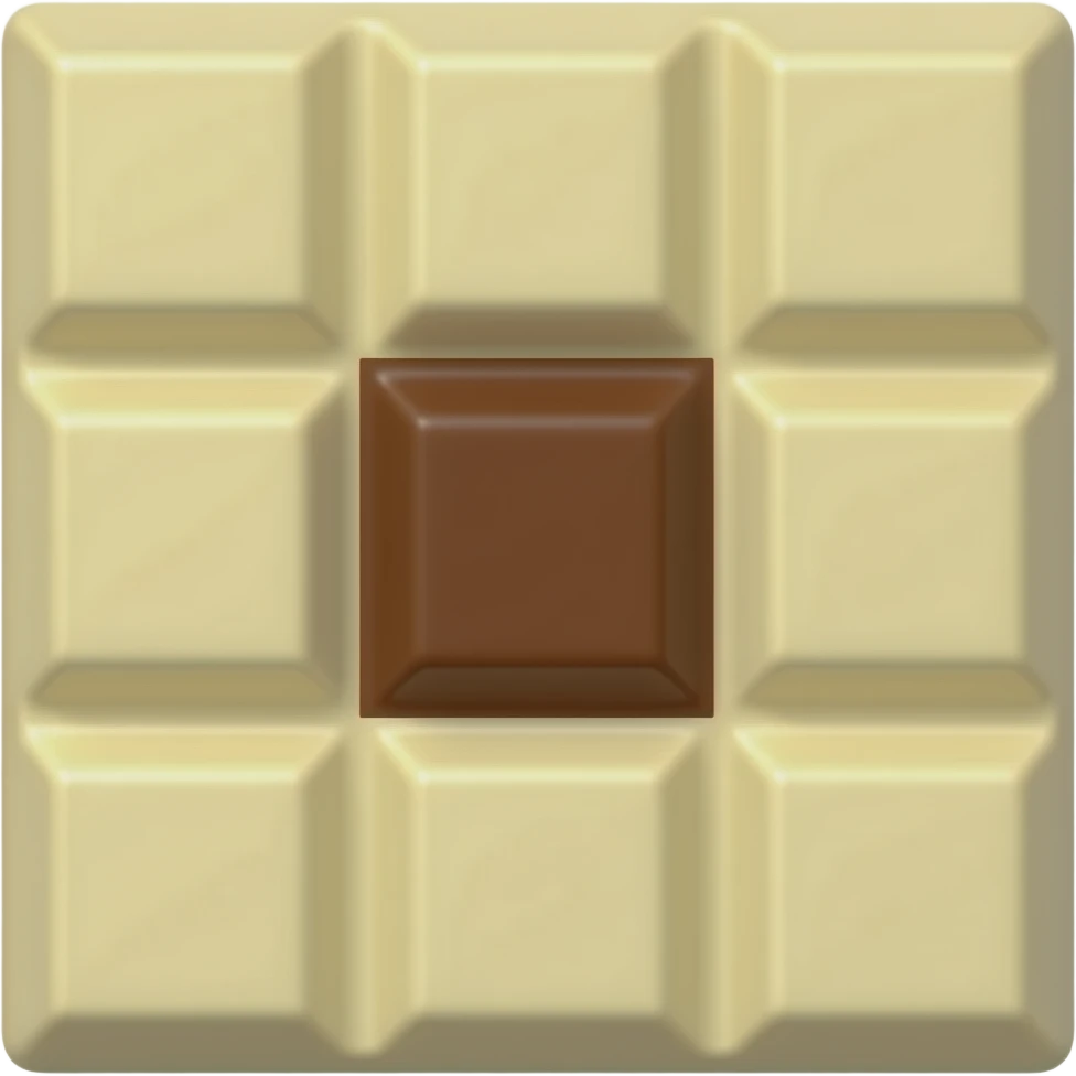 Emoji tablette chocolat rectangulaire blanc avec seulement le carré du centre marron emoji