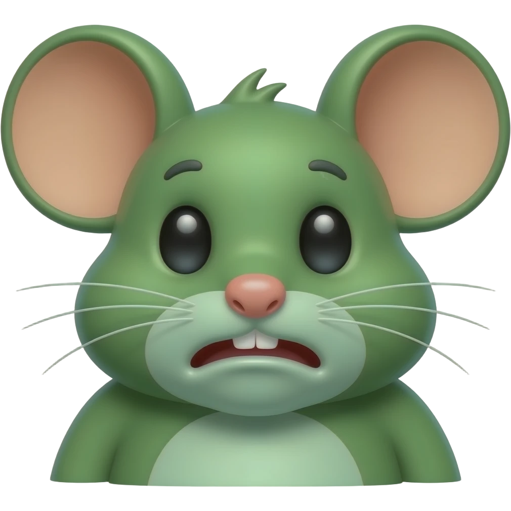 A little green mouse is staring at us with a nauseating and disgusting look on its face. emoji
