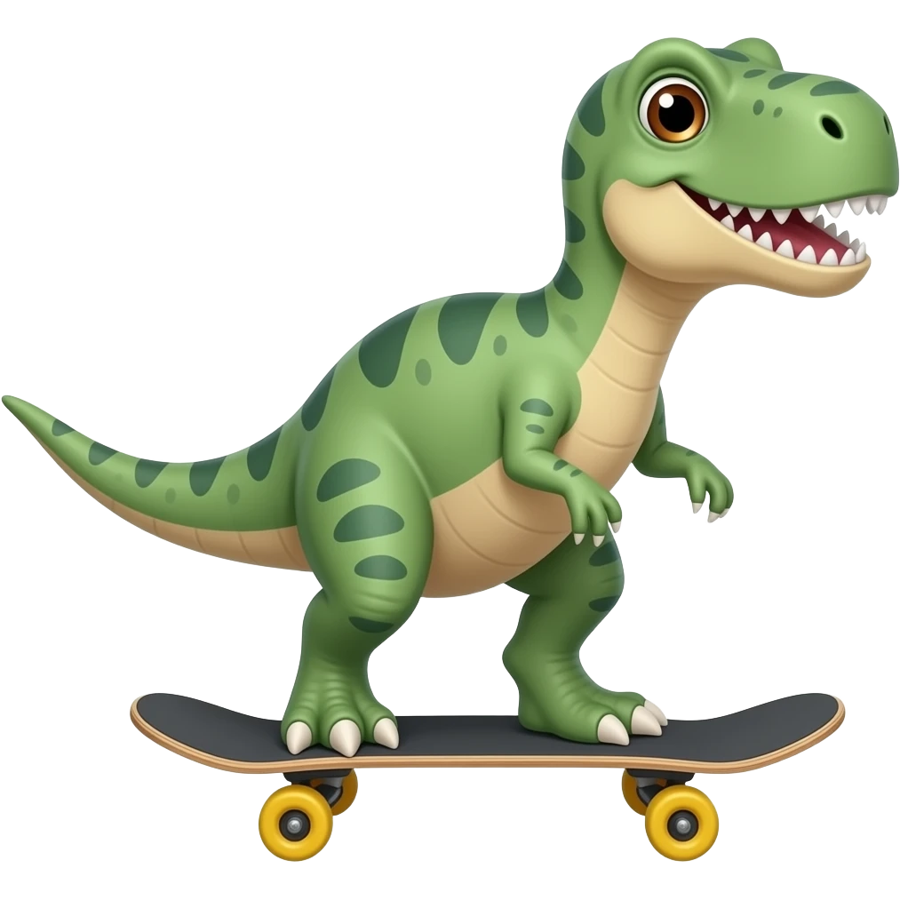 Dinosaur on a skateboard emoji