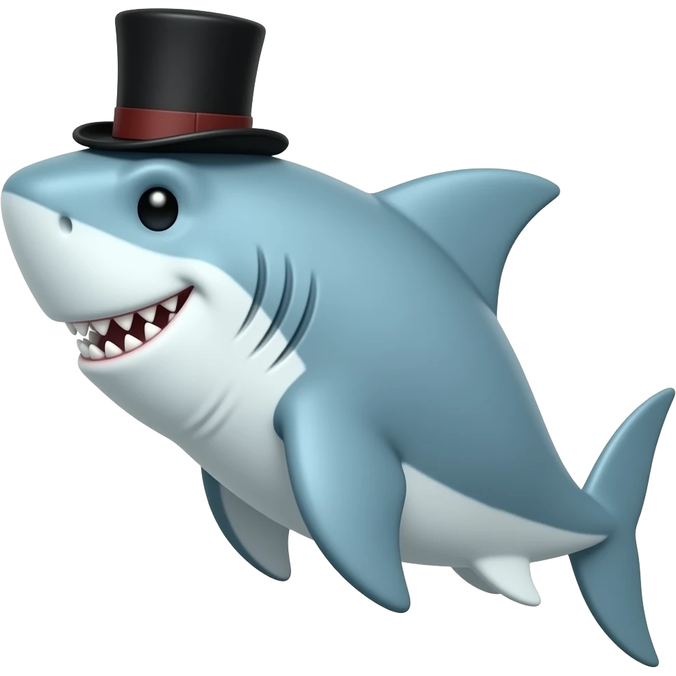 Shark with a top hat emoji