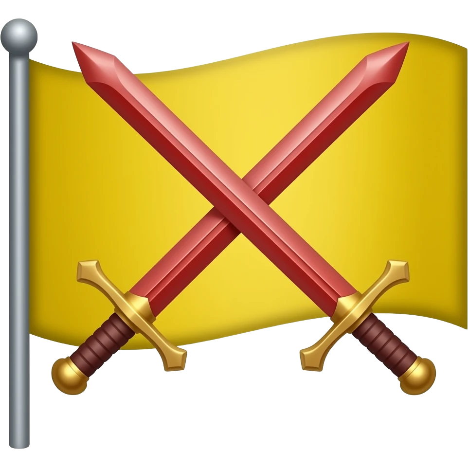 2 crossed red sword in a yellow flag emoji