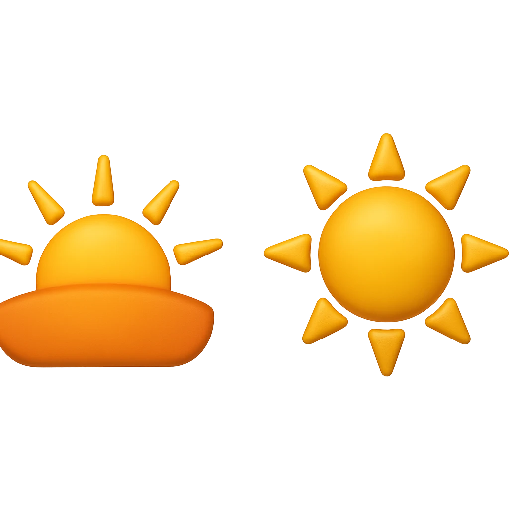 emoji stile iphone 3d che rappresenta l'alba ad emoji stile iphone 3d che rappresenta il tardo pomeriggio come orario emoji