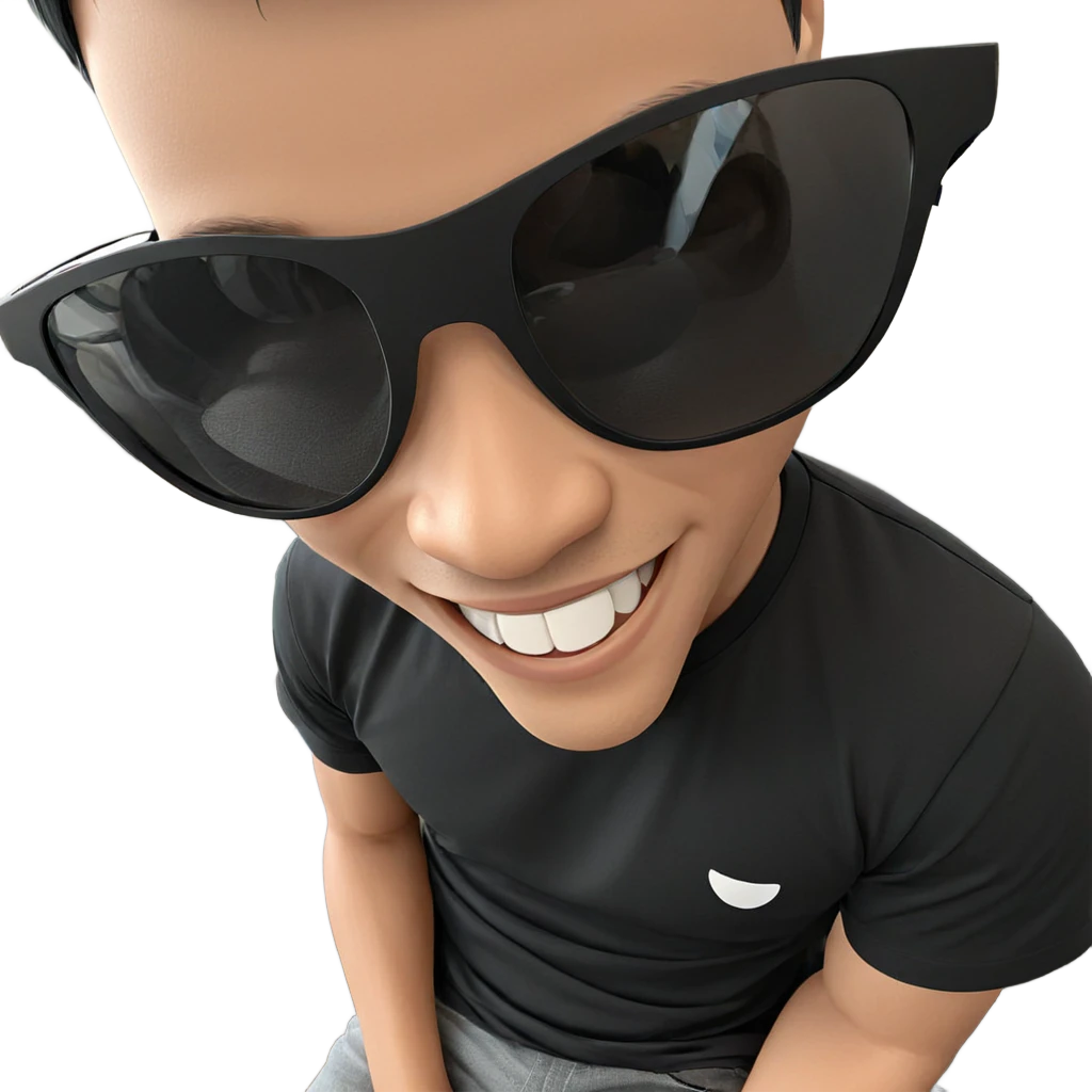 smiling boy in black shirt emoji