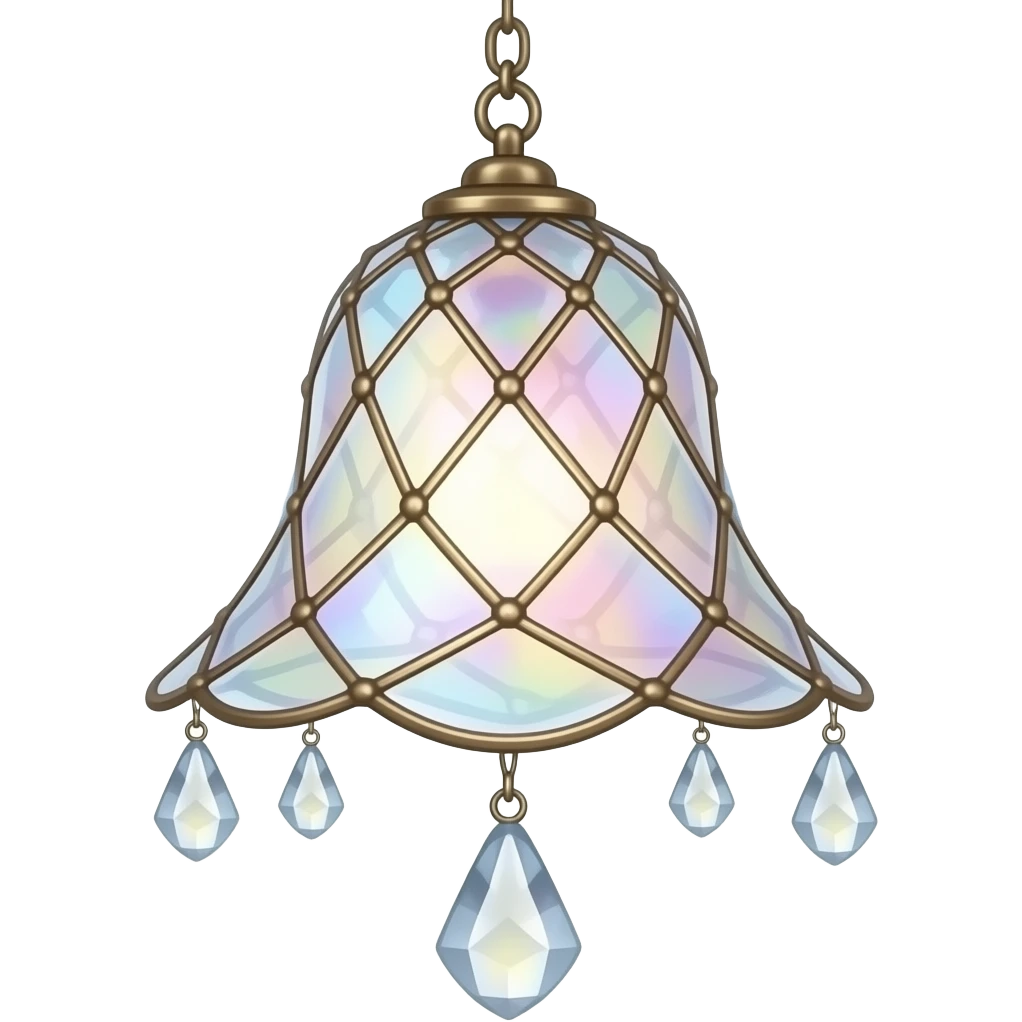 Hanging Iridescent pastel while sakura crystals white-pearly suncatcher with bell LAMP emoji