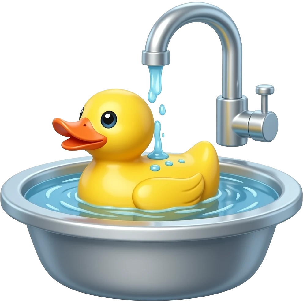 a sinking plastic duck sinking in a sink filled with mercury emoji