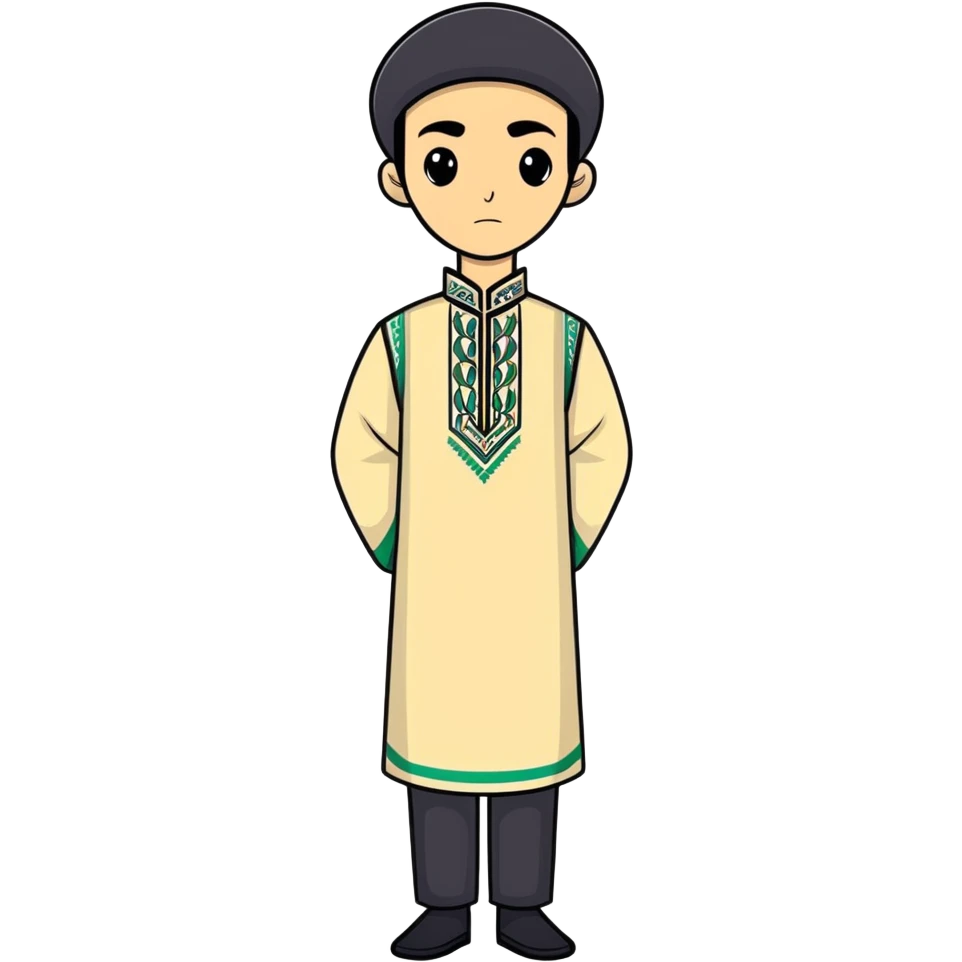 Man black hair and black eyes all body and uzbek wear the real man no anime  emoji