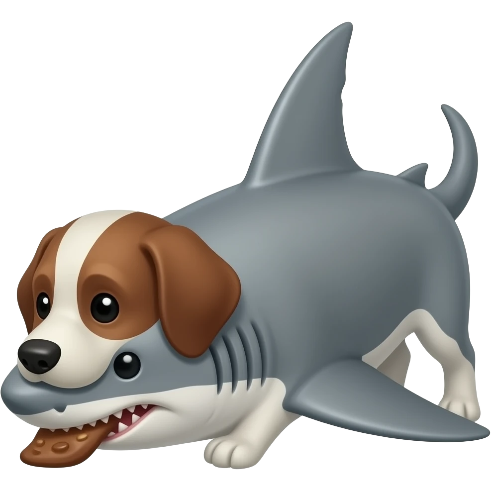 Dog eating a shark emoji