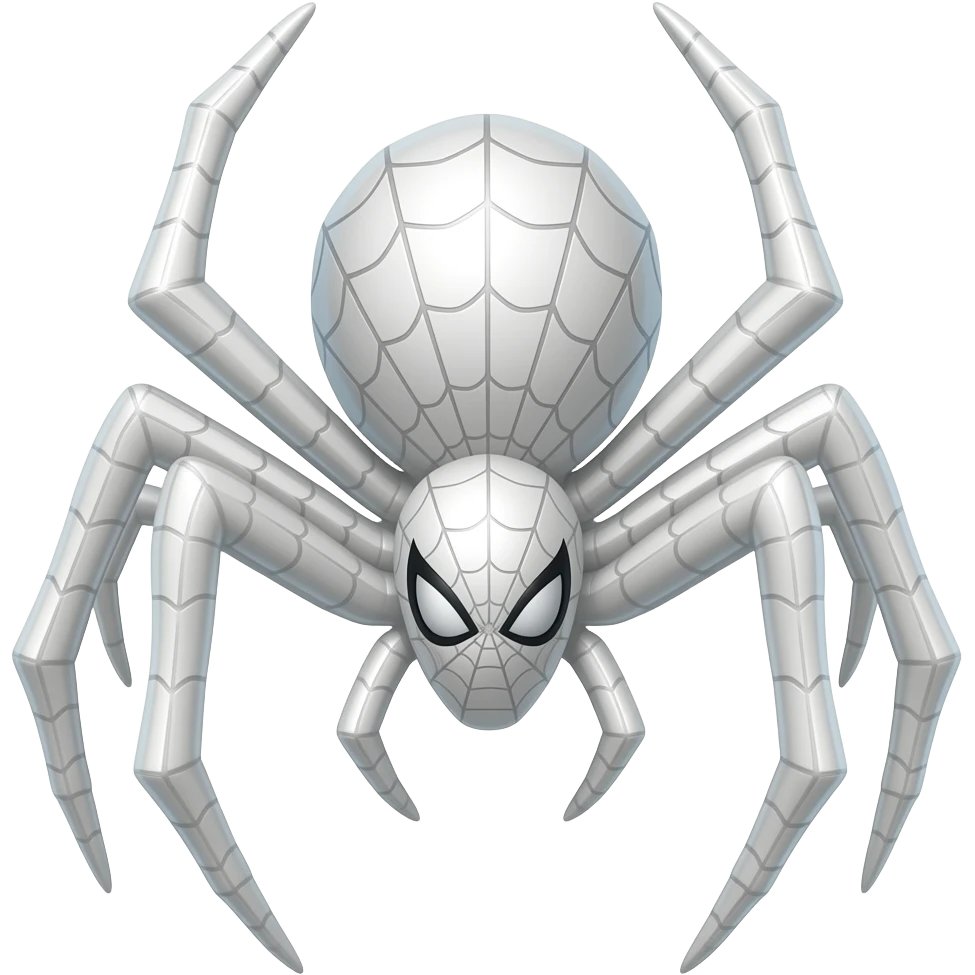 A spider with short upper leg and large lower legs like amazing spider man logo in white emoji
