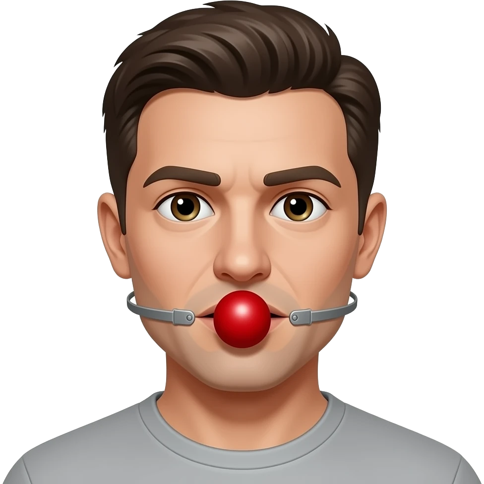 A man with red ball gag in mouth emoji