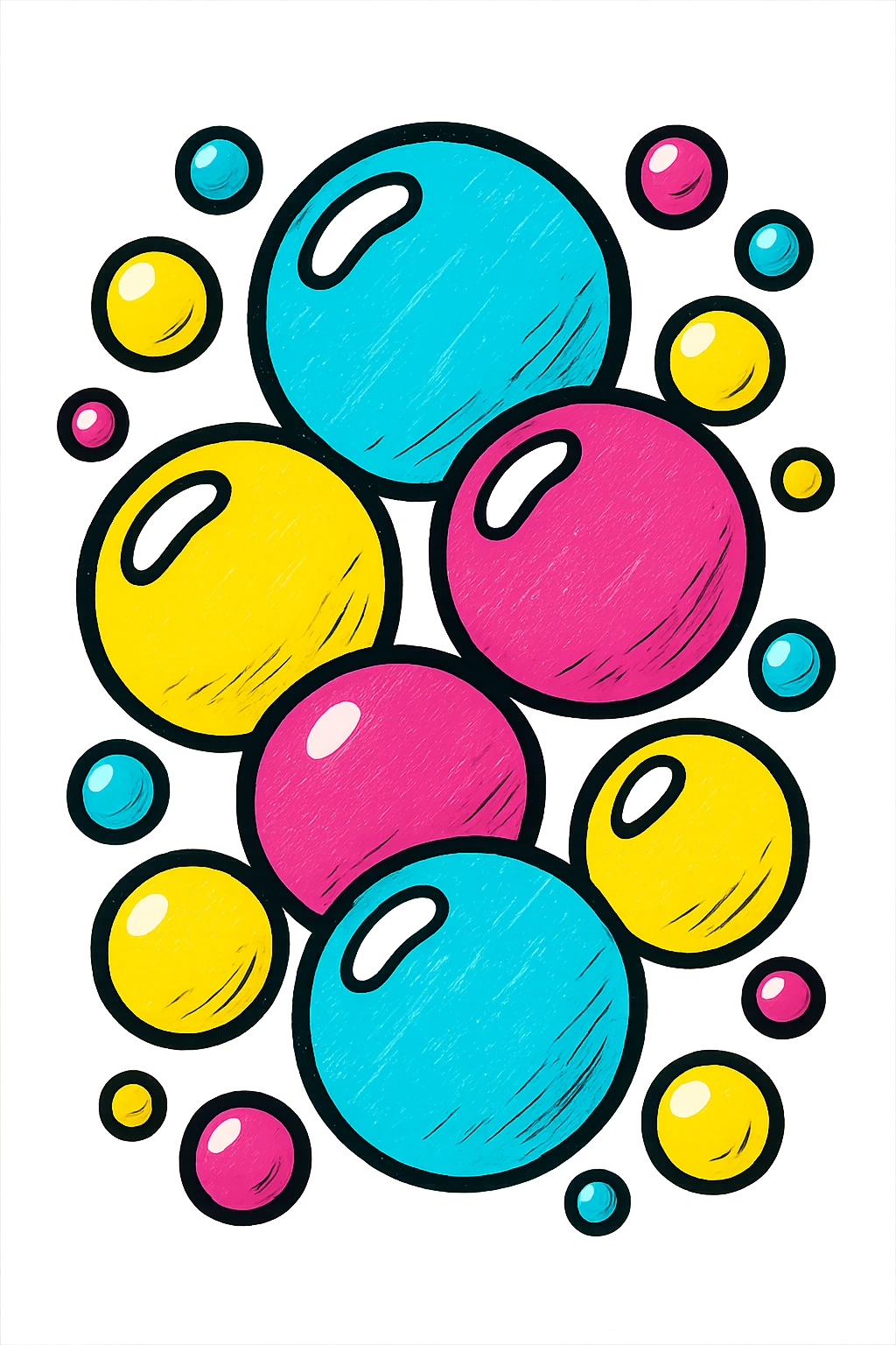 soap bubbles floating, colorful style emoji
