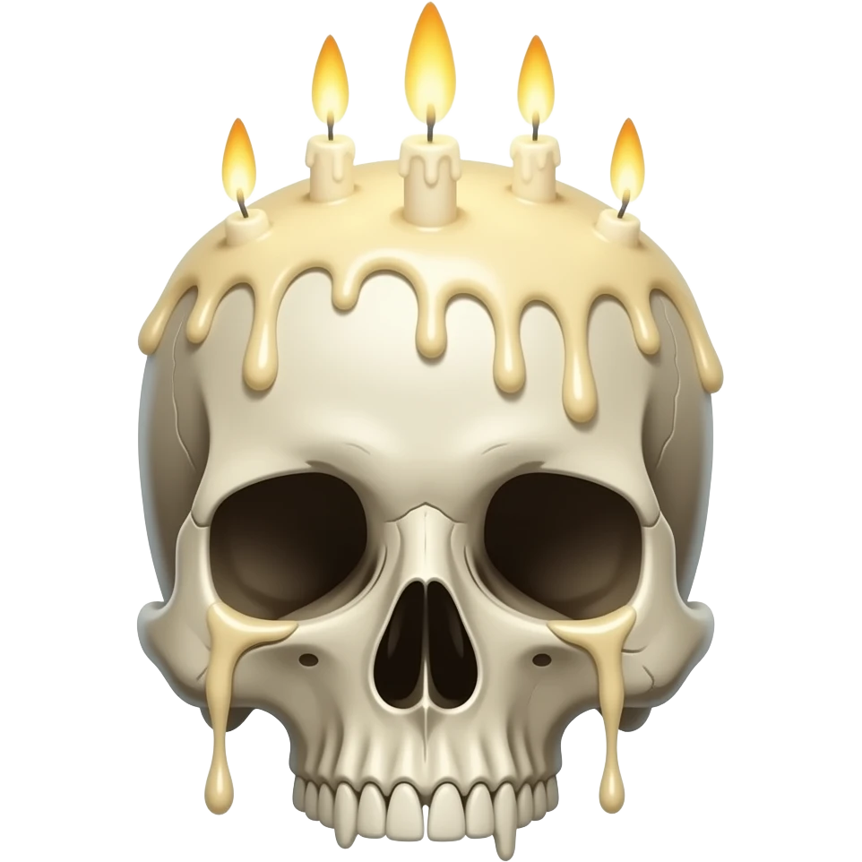 Tête de more avec des bougie qui fonde sur ça tête emoji