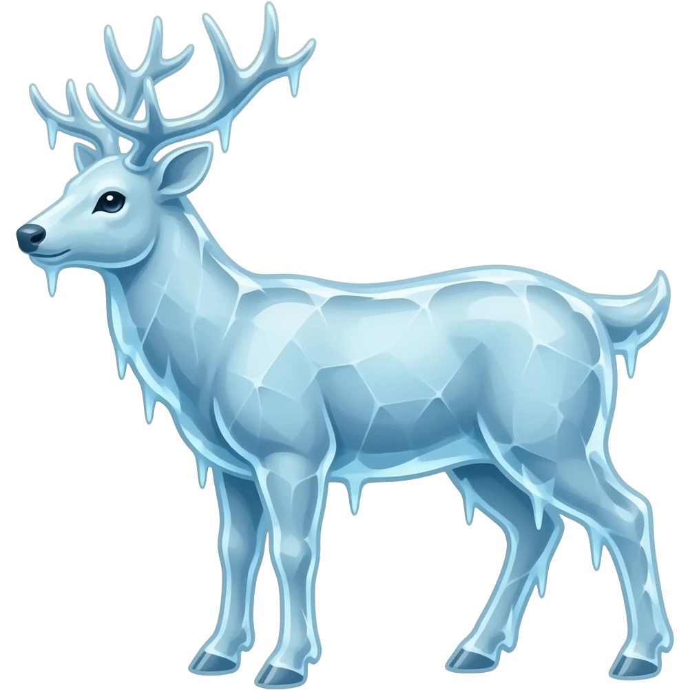 frozen frozen deer frozen  head frozen in a huge thick coat of ice body frozen in a  huge thin  coat of ice arms frozen in a huge thick coat of ice legs frozen in a huge thick coat of ice tail frozen in a huge thick coat of ice  face frozen in a thick coat of ice emoji