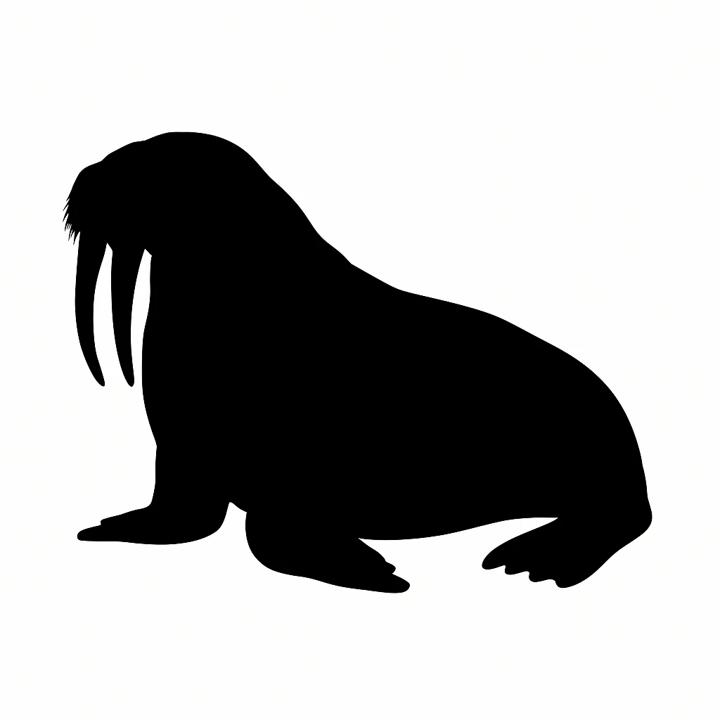 Walrus black silhouette white background emoji