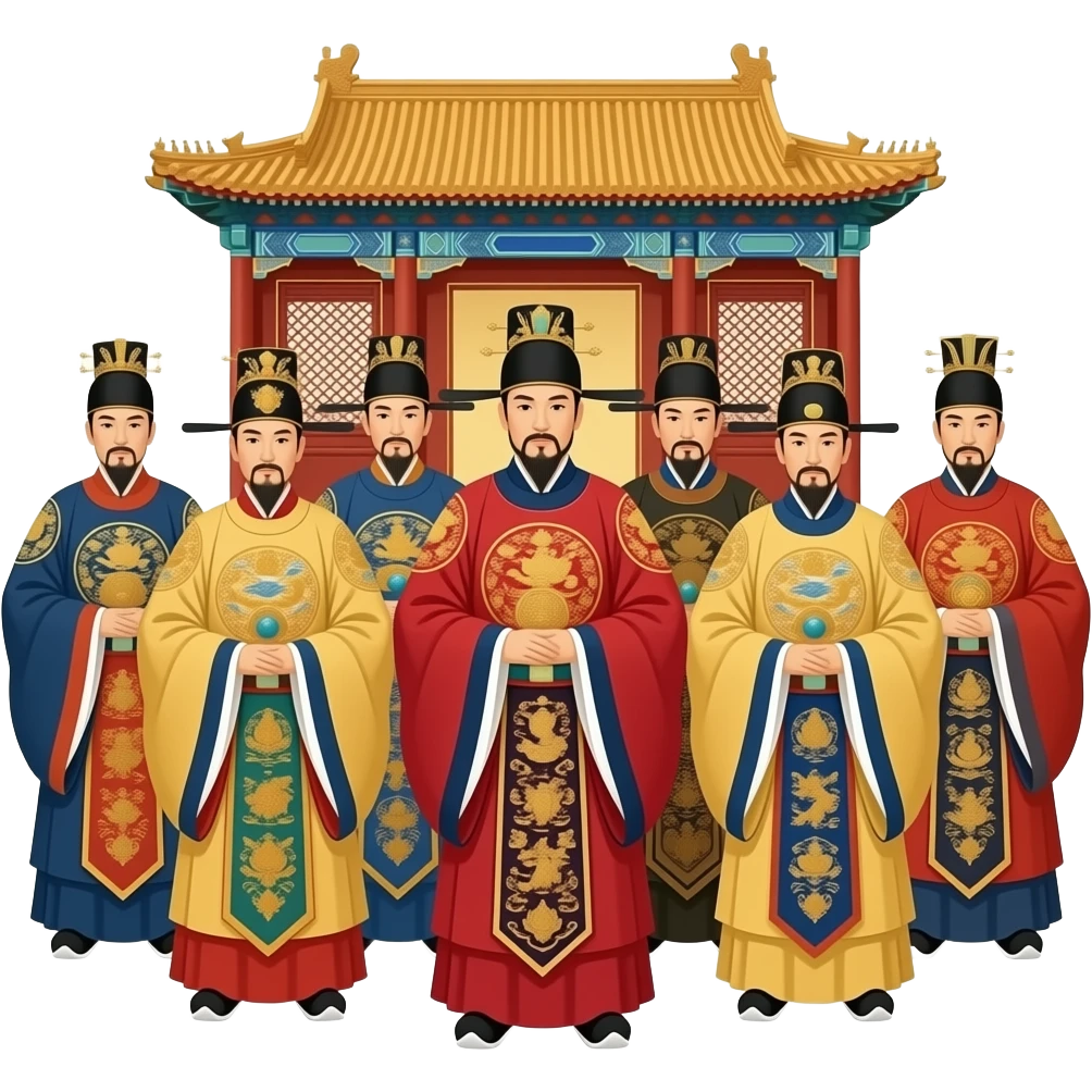 多个人  古代的大臣 emoji