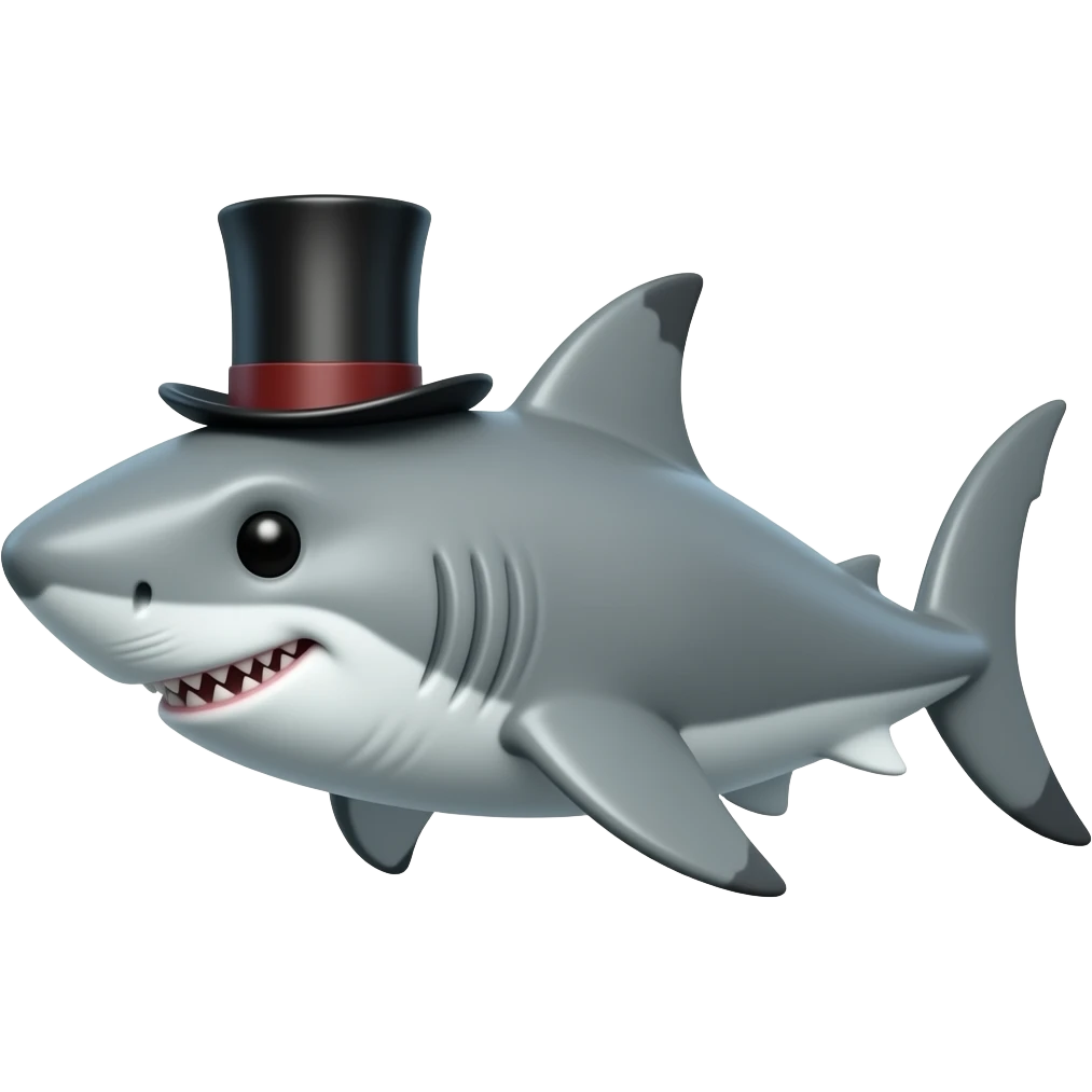 Shark with a top hat emoji