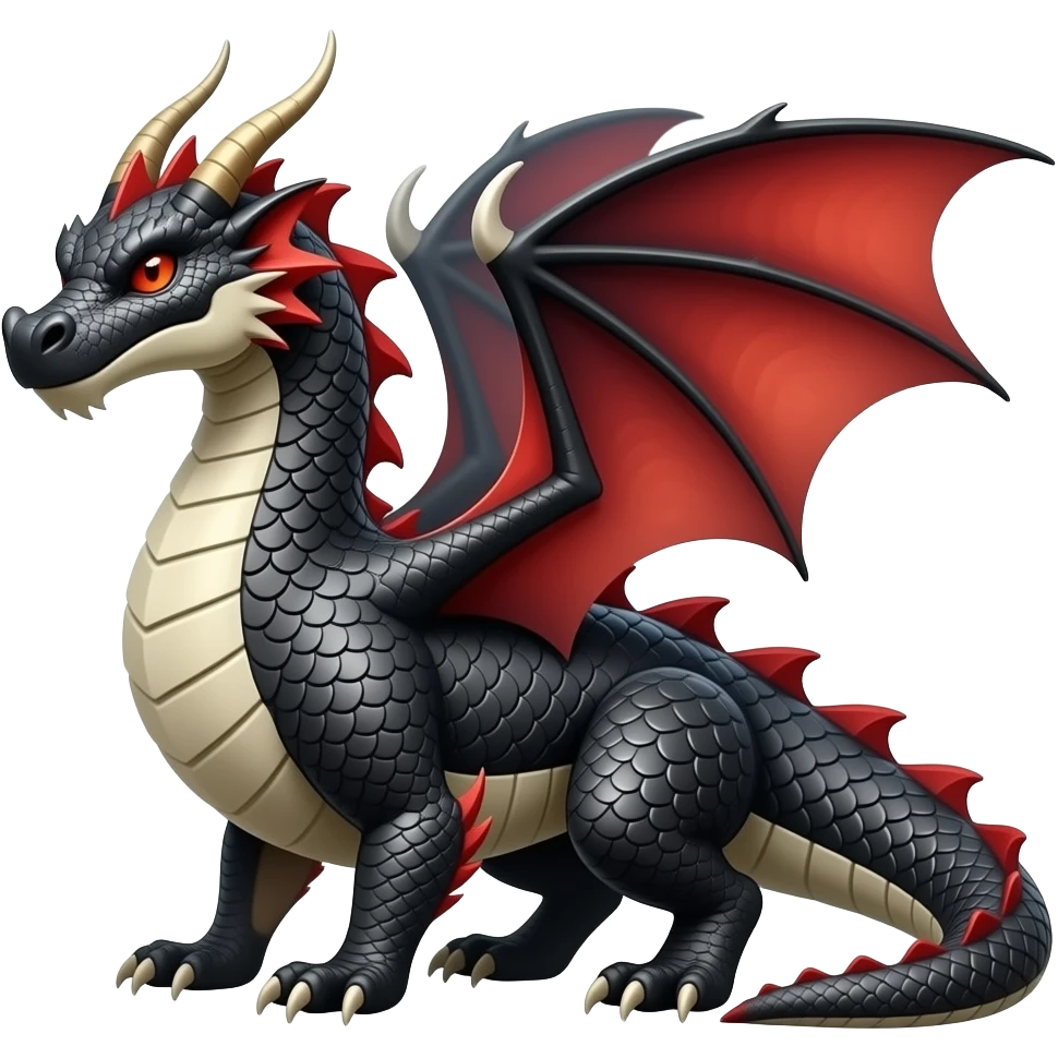 A DRAGON WITH BLACK   white red emoji