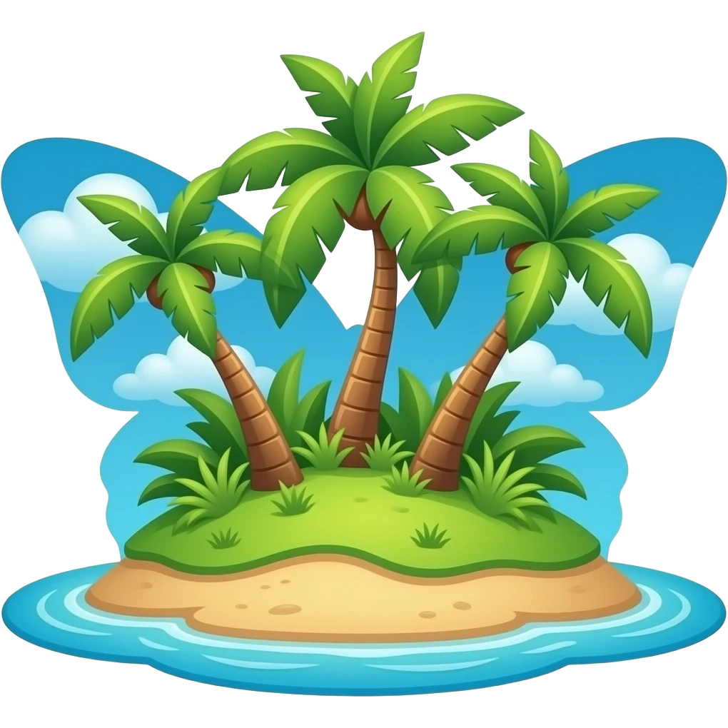 emoji représentant une ile tropical en forme de papillons emoji