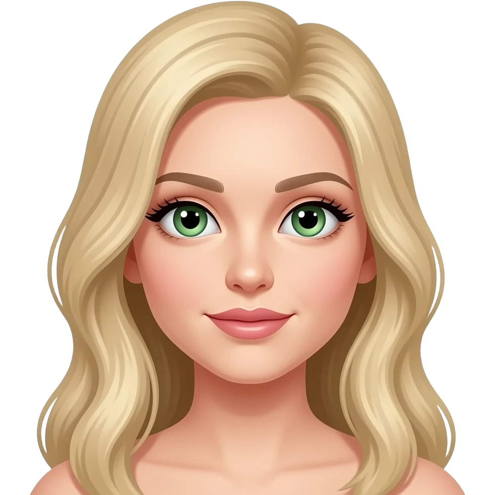 Female hair is lighter hair big light green eyes emoji