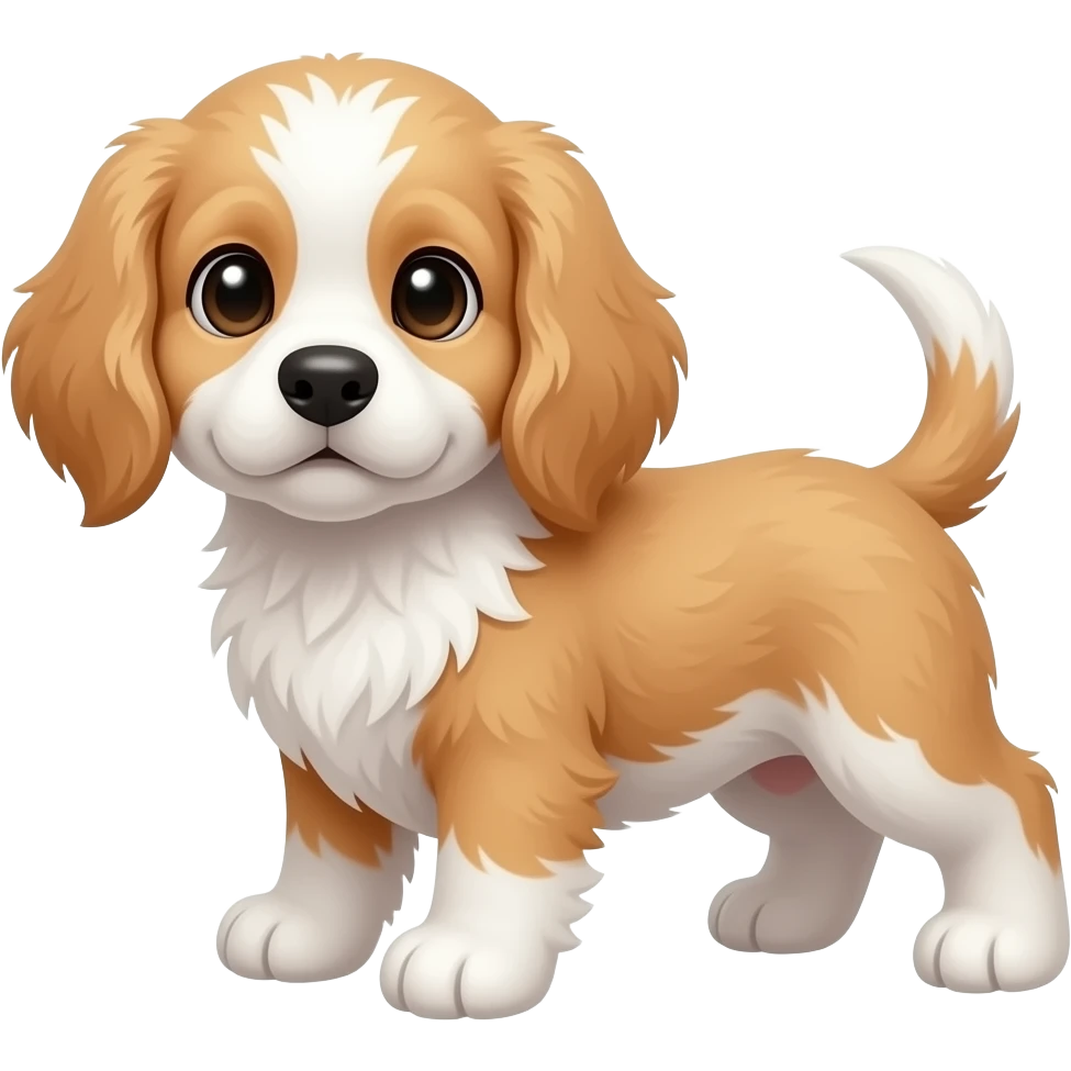 Creamy Cockapoo puppy white chest white feet white chin white tip to tail emoji
