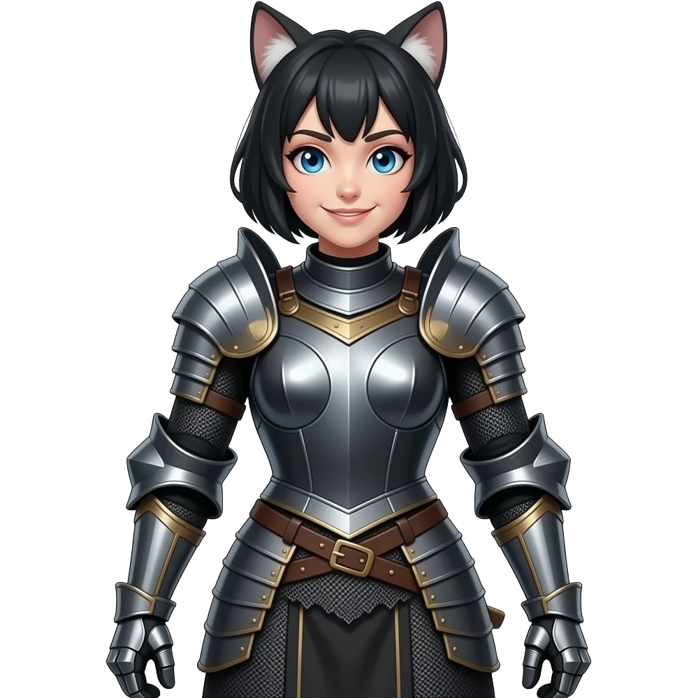 Anthro Dark Anime Knight Lady Woman In Sexy Dress Armor Dress And Skirt shiny eyes smirking emoji