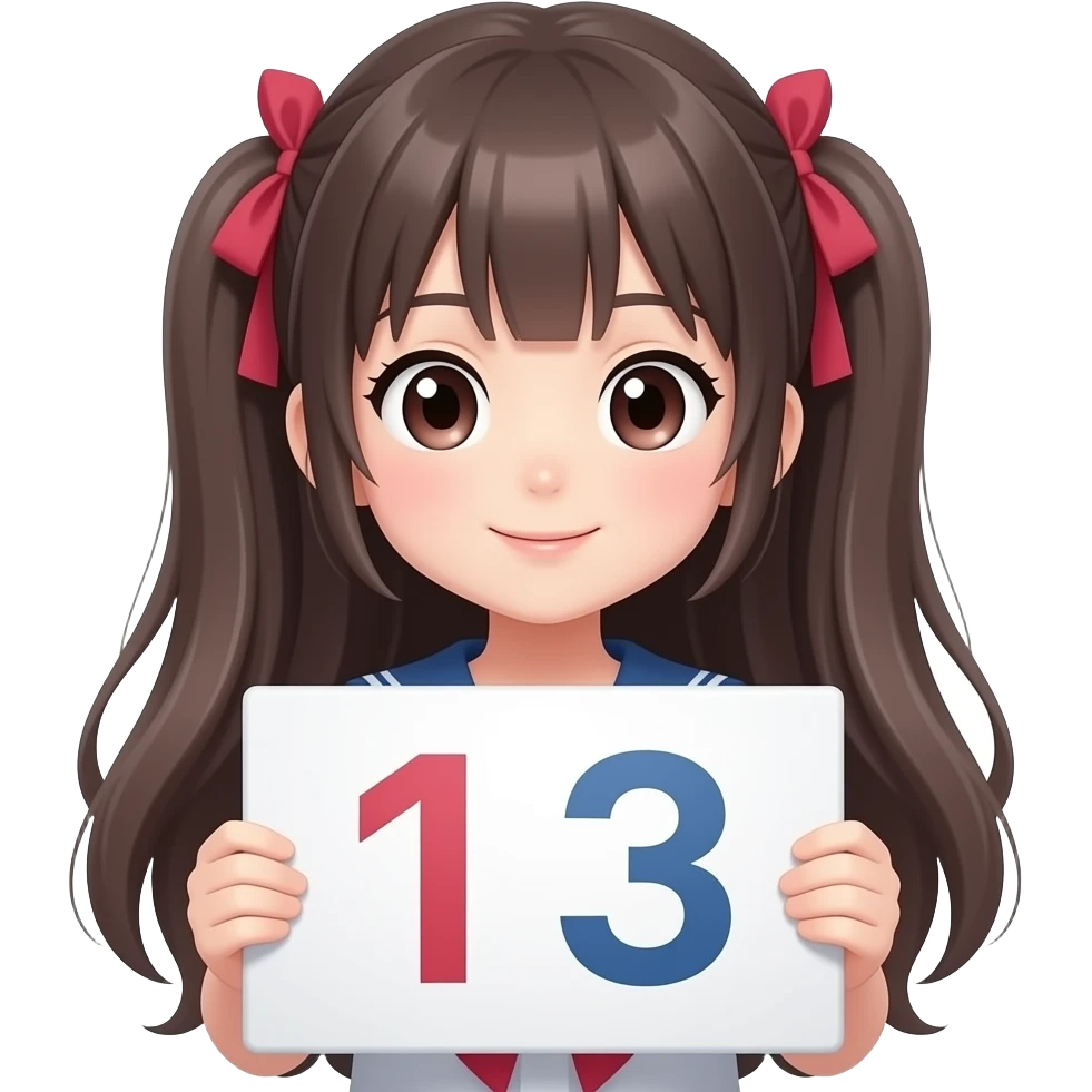 Anime girl holding a sign with numbers emoji
