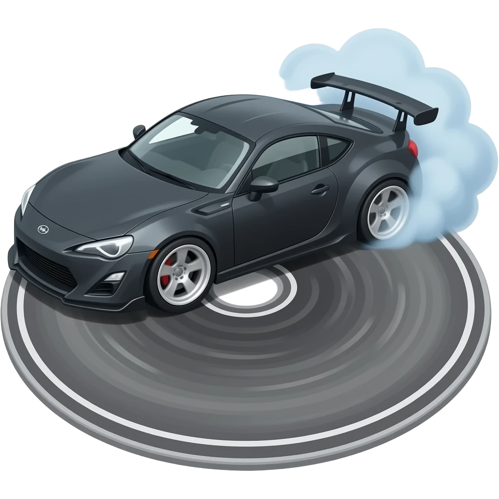 Drift car making donut black emoji