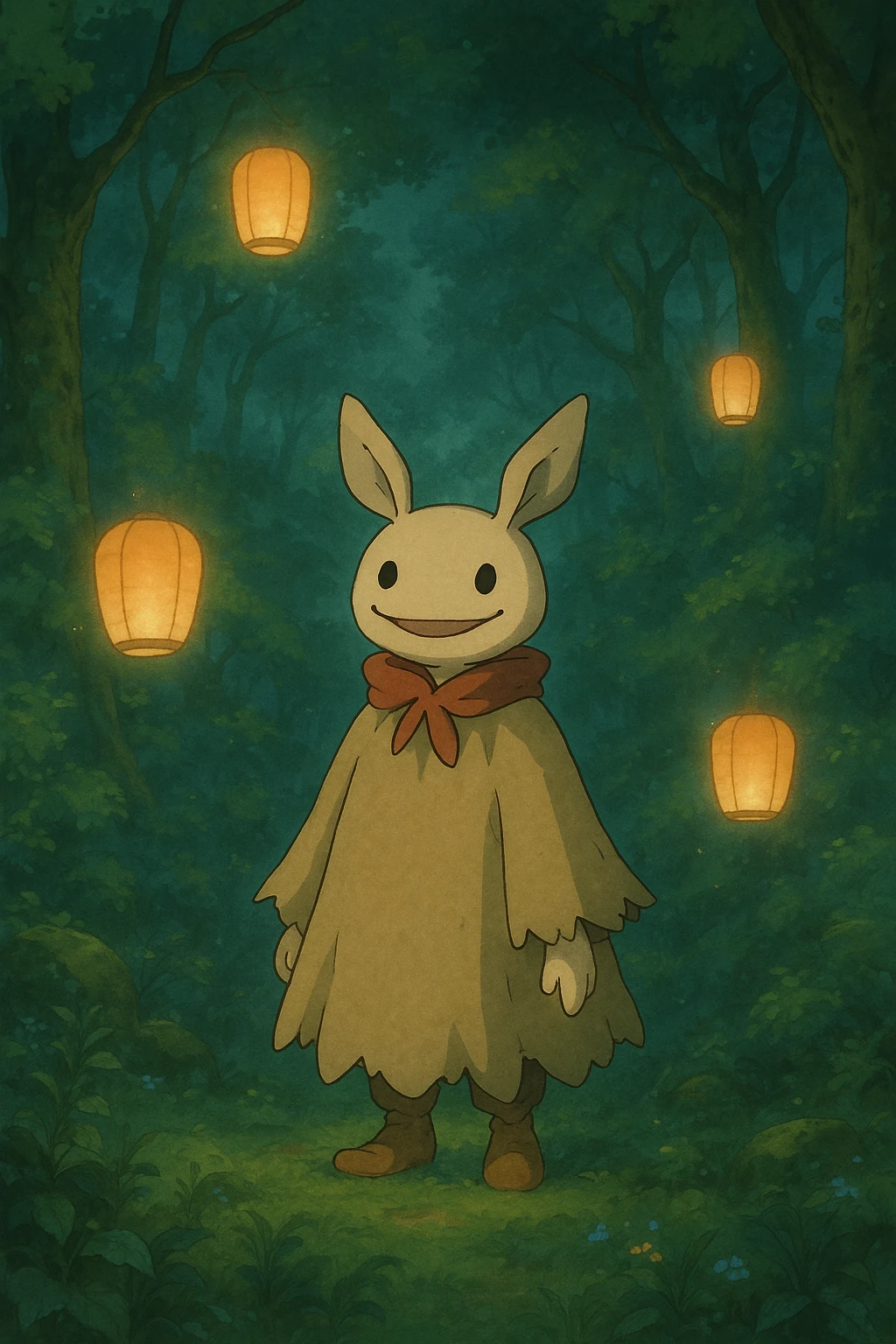 variation of the previous best variant in Ghibli style, featuring a new imaginative background and interesting composition, soft lighting, magical atmosphere emoji