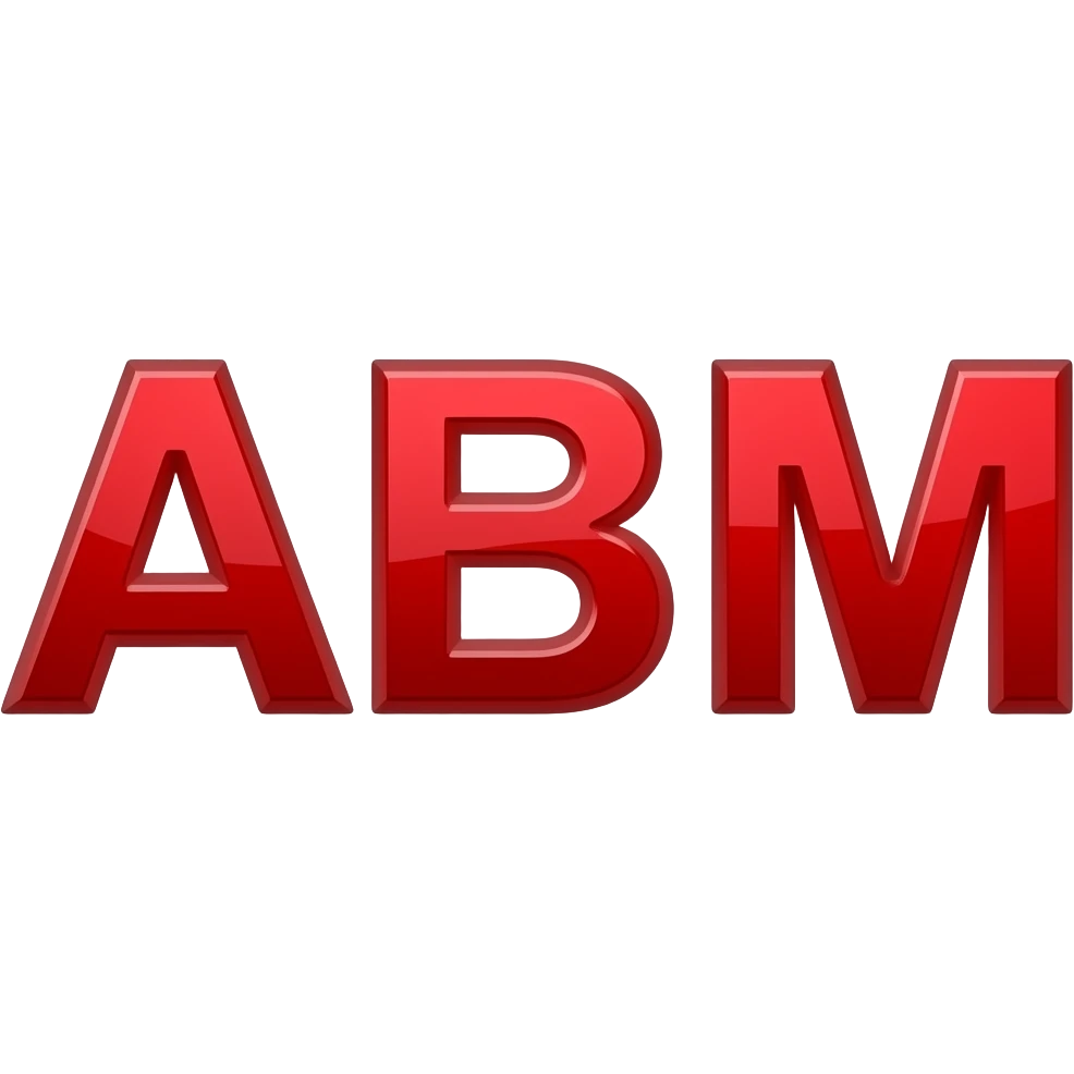 three initials (ABM) that flash red emoji