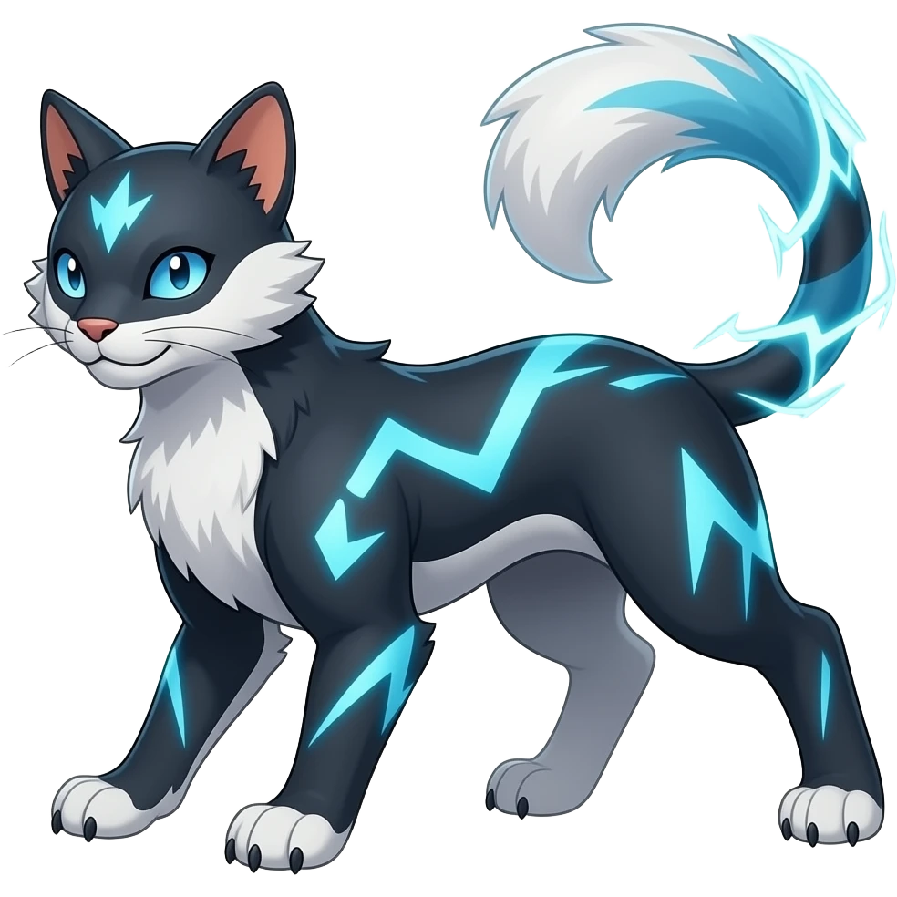 Zeraora-Manectric-Luxray-Bobcat-Fakémon-fusion-animal-creature, full body emoji