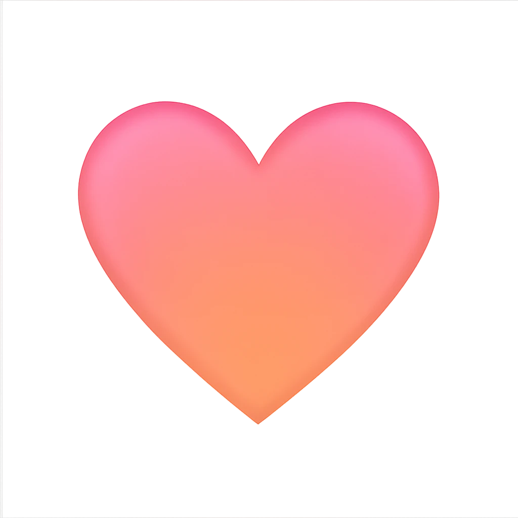 heart with a soft gradient from pink to orange, clean digital illustration emoji