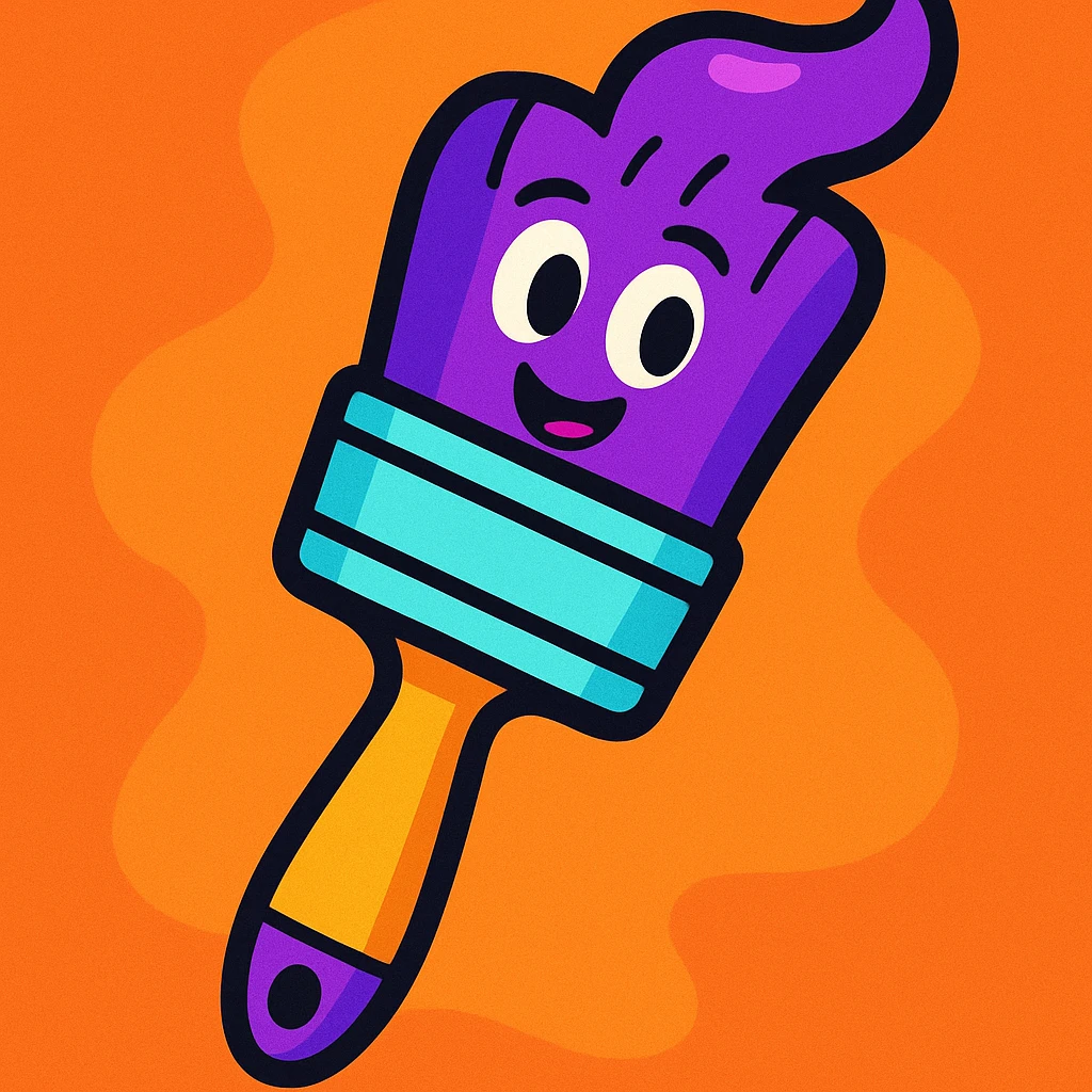 purple paintbrush, playful, cartoon style, no text emoji