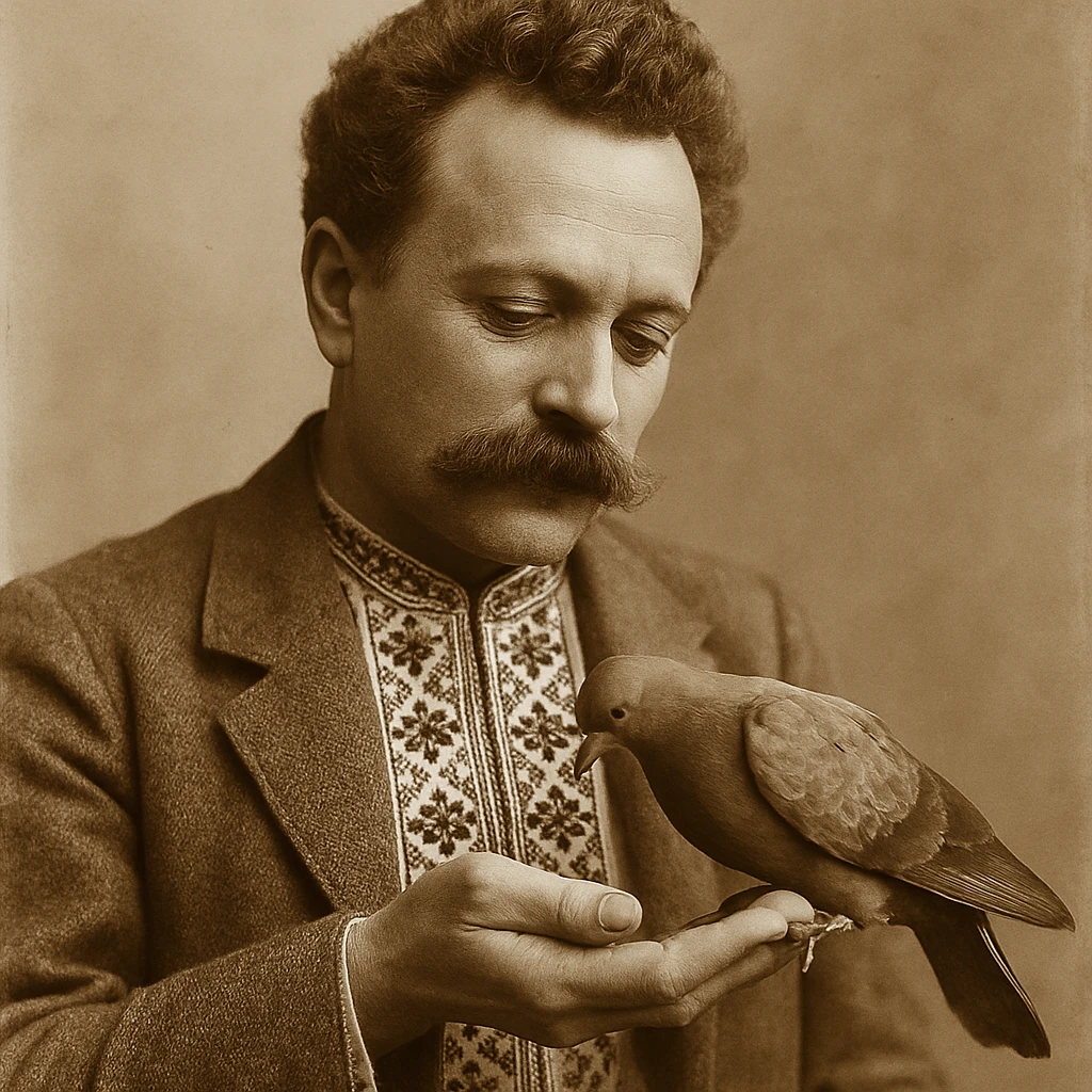 feeds a pigeon from his hand emoji