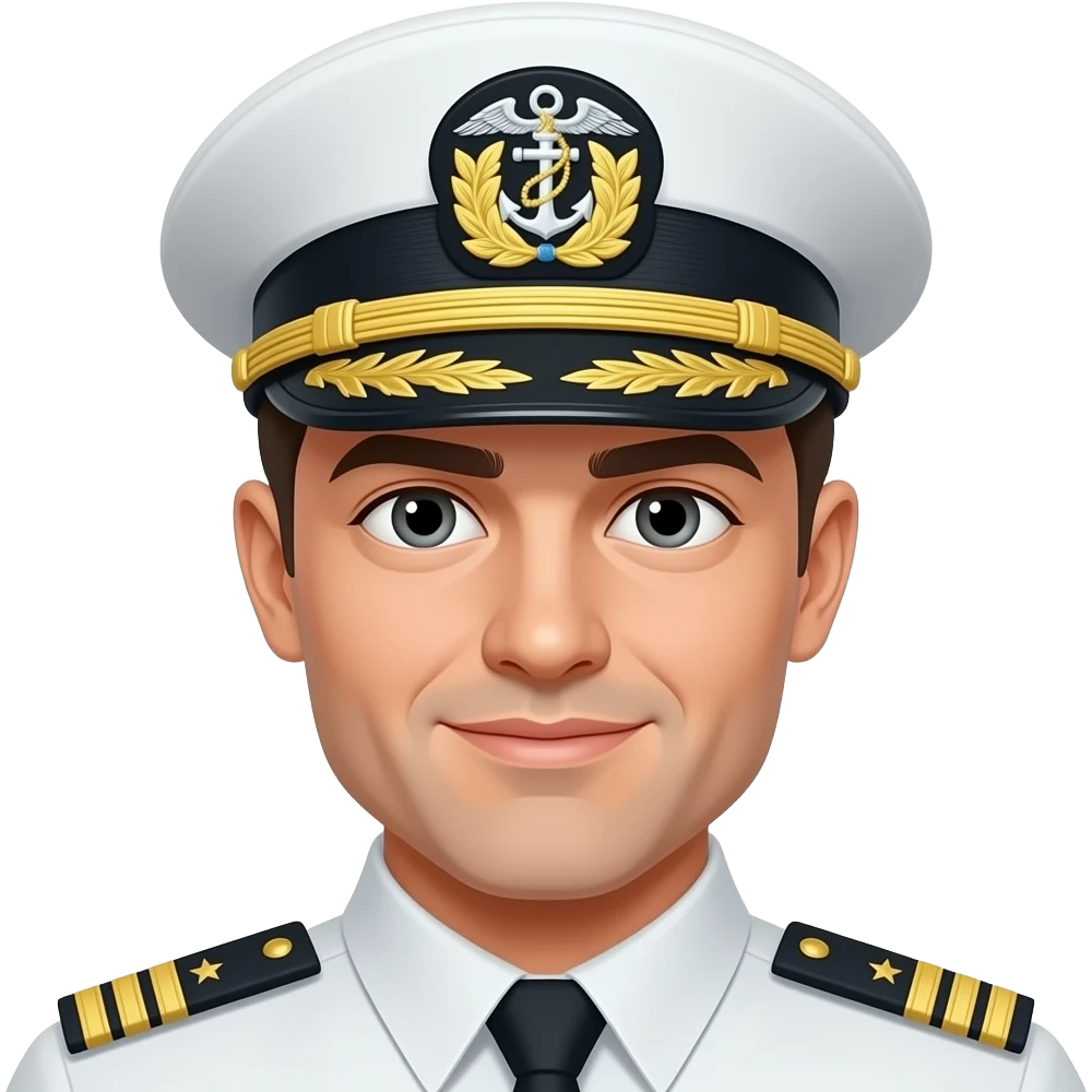 Navy officer white cap with anchor logo and cap should look like heigh rank officer emoji