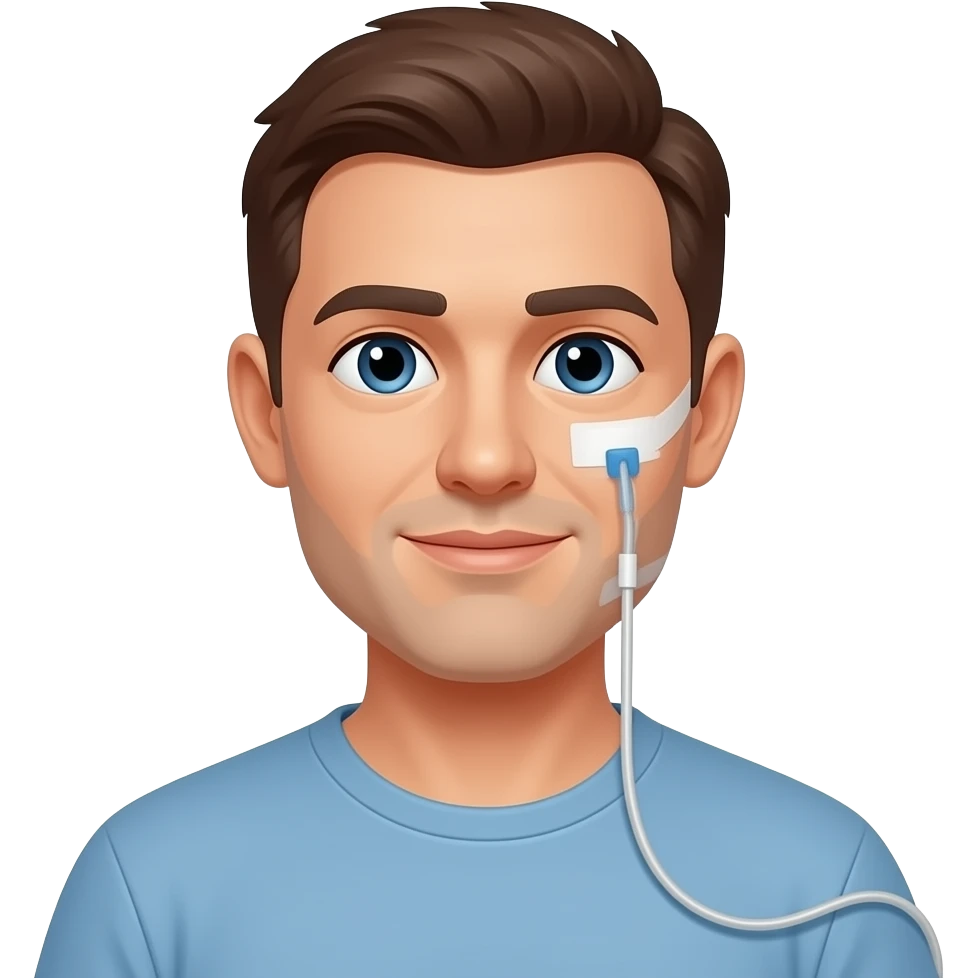 Man recovering from outpatientperitoneal  procedure emoji