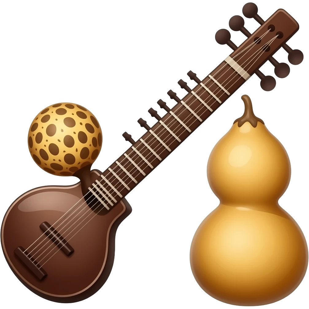saraswati veena, not a sitar, it should be dark brown in color and should have two gourds(not the vegetable gourd, the one that is naturally part of the instruemnt) on each side, left one bigger than the right emoji