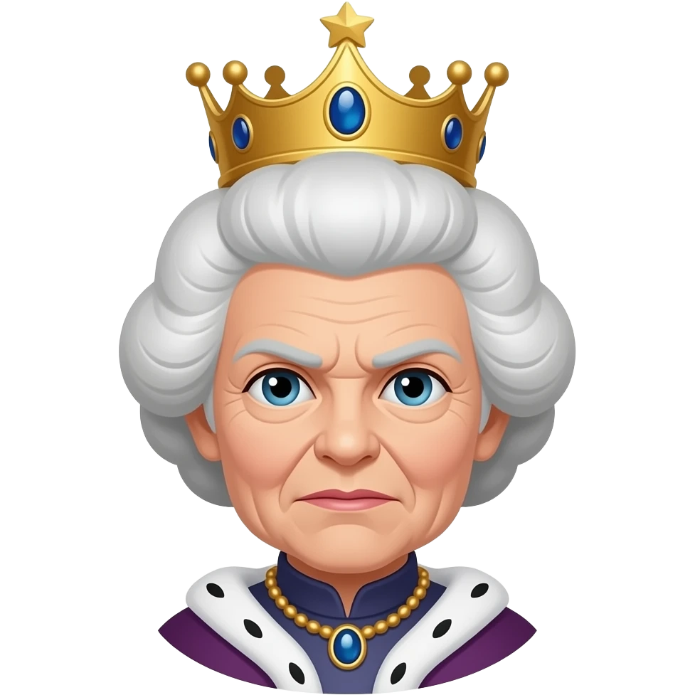 queen old with white high hair serious face emoji